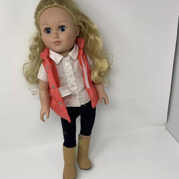 2013 Cititoy My Life 18" Doll Long Blond Hair Blue Eyes Denim & Boot - Picture 1 of 4